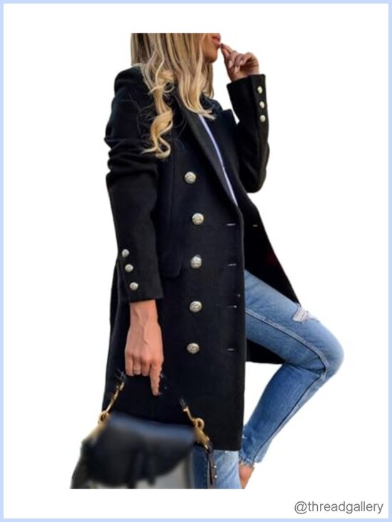 Jackets & Blazers - Women Double Breasted Long Wool Blend Blazer Winter Coat